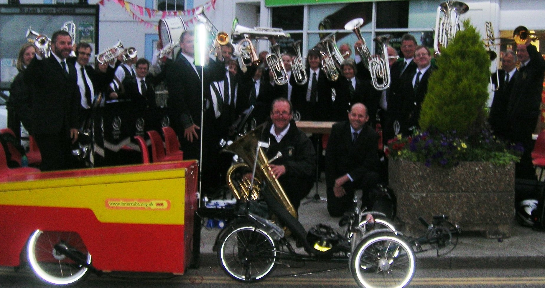 Inner Tuba performing with brass band or ensemble