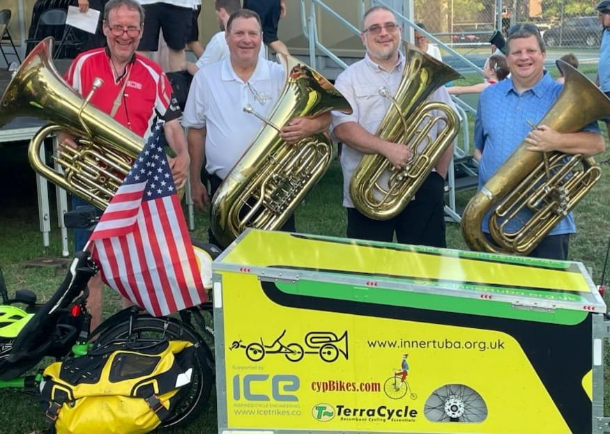Inner Tuba performing with brass band or ensemble