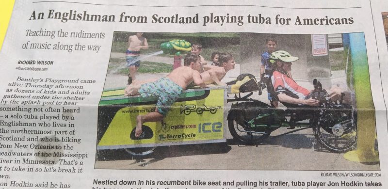 An Englishman from Scotland playing his tuba for Americans.