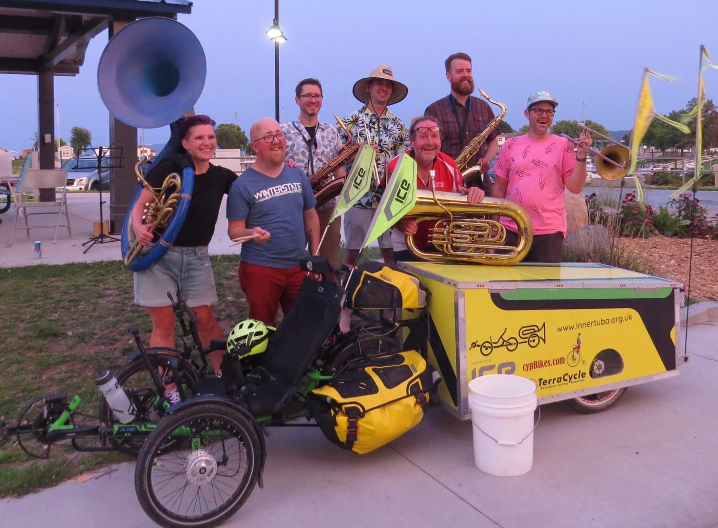 Inner Tuba performing with brass band or ensemble