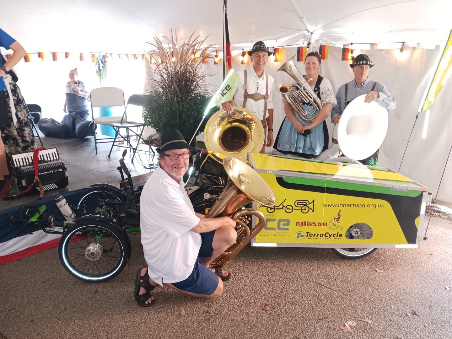 Inner Tuba performing with brass band or ensemble