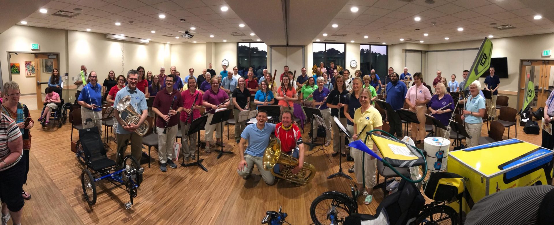 Inner Tuba performing with brass band or ensemble
