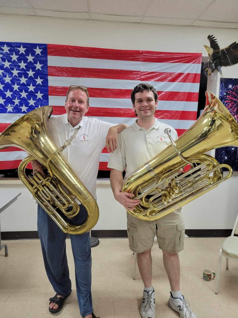 Inner Tuba performing with brass band or ensemble