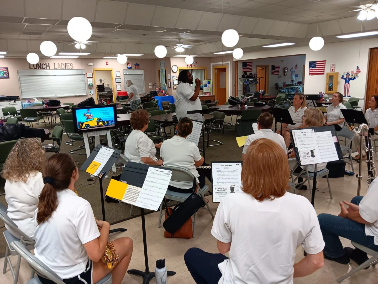 Inner Tuba performing with brass band or ensemble