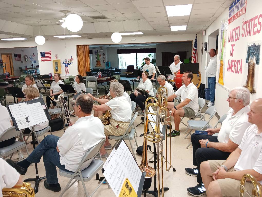 Inner Tuba performing with brass band or ensemble