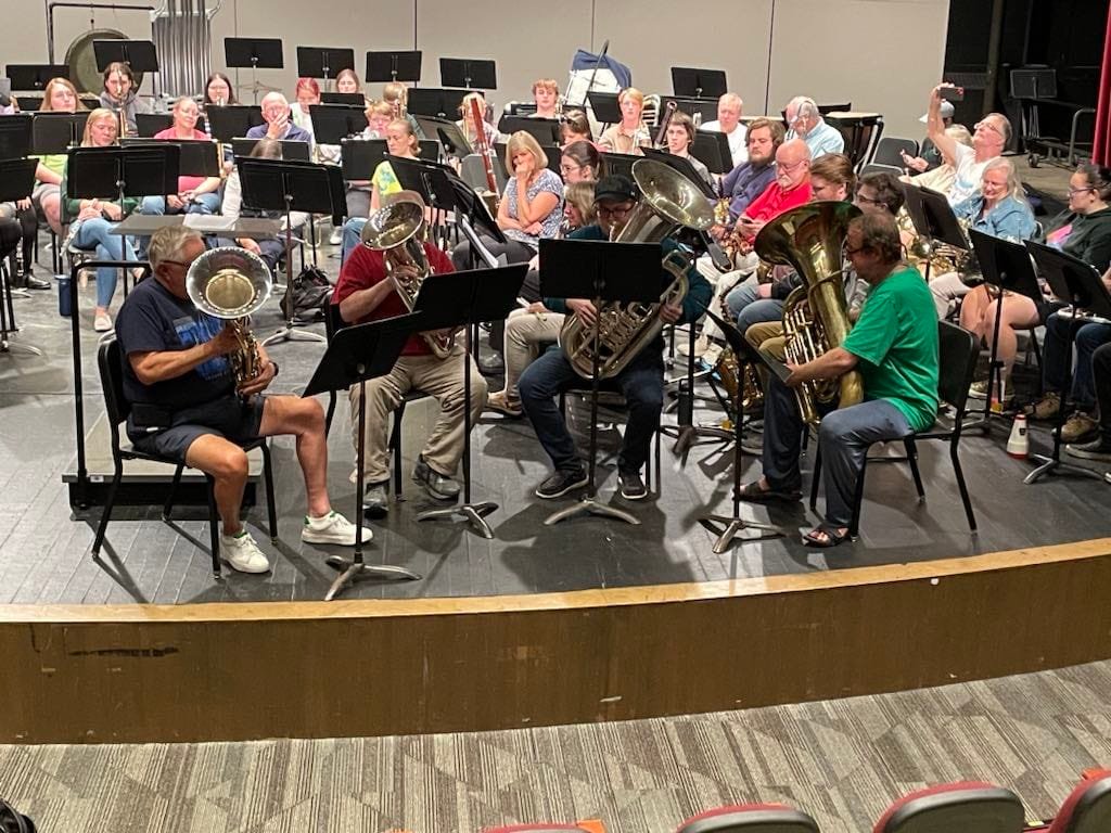 Inner Tuba performing with brass band or ensemble