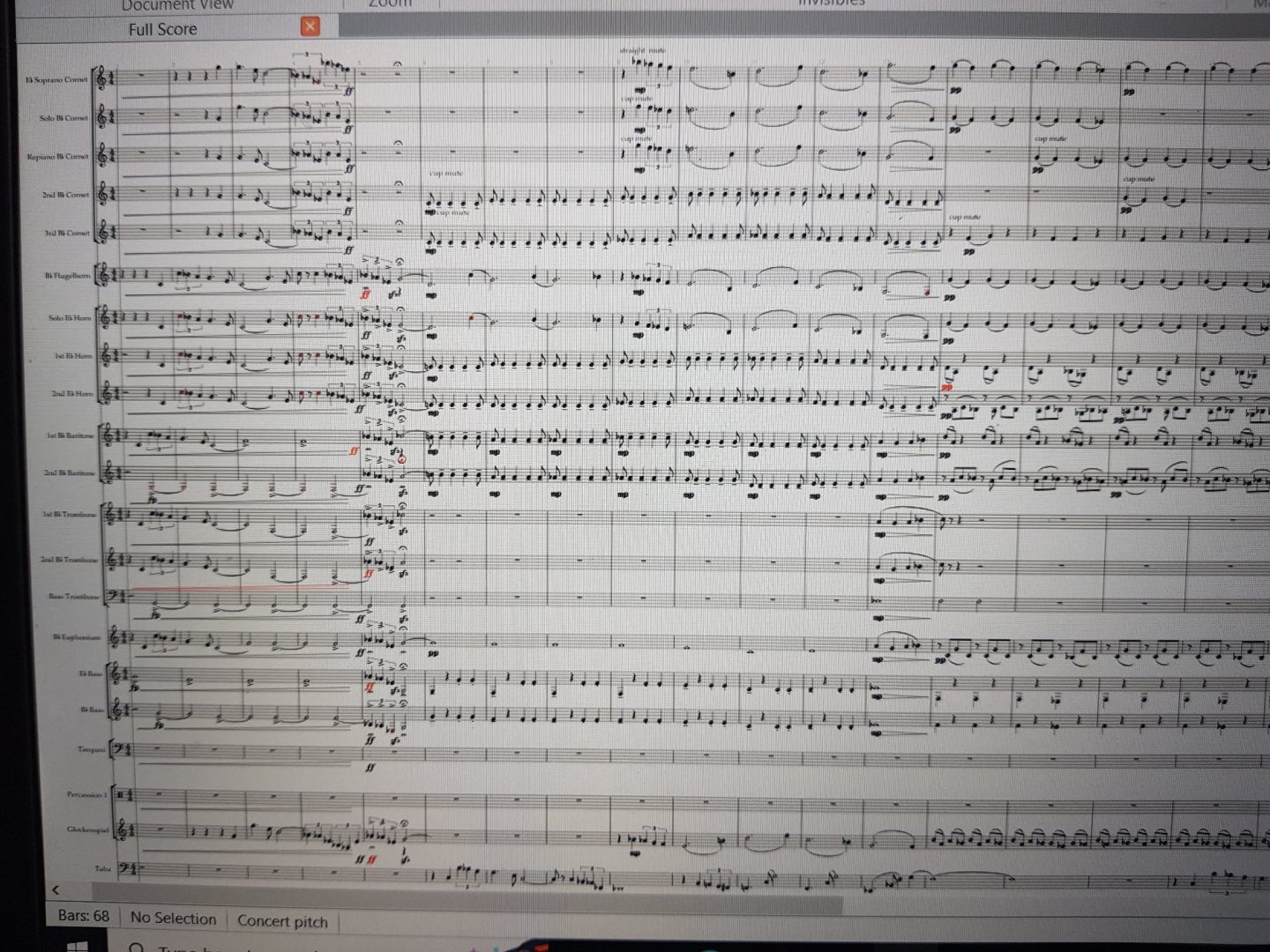 Inner Tuba performing with brass band or ensemble